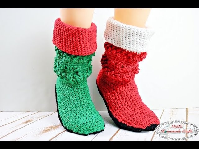 Adult Christmas Santa and Elf Booties - Crochet Along - Part 1