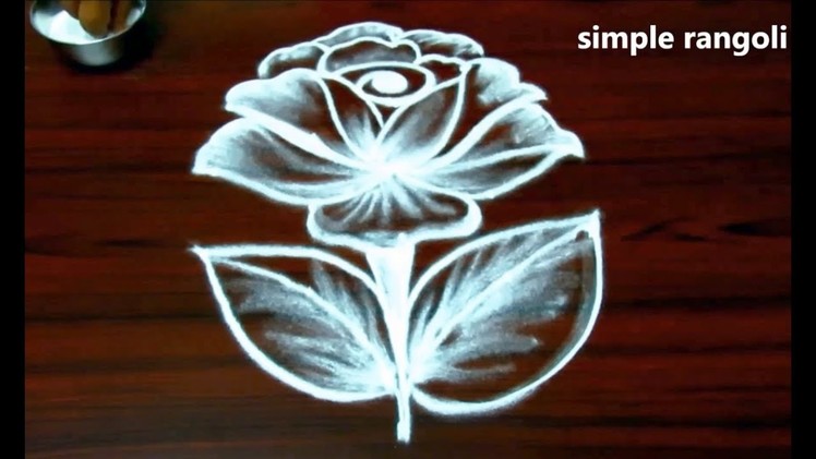 Beautiful rose rangoli designs with out colors | Simple kolam with 5 dots | Innovative muggulu