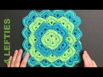 Crocheted Box Stitch Pattern 4 Square.Baby Blanket or Pillow etc. (4 LEFTIES)