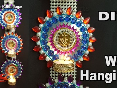 DIY Diwali Room Decor Ideas | Wall hanging Candle holder | Best From waste DVD | JK Arts 1289