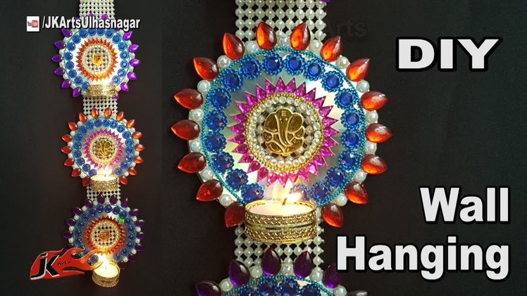 DIY Diwali Room Decor Ideas | Wall hanging Candle holder | Best From waste DVD | JK Arts 1289