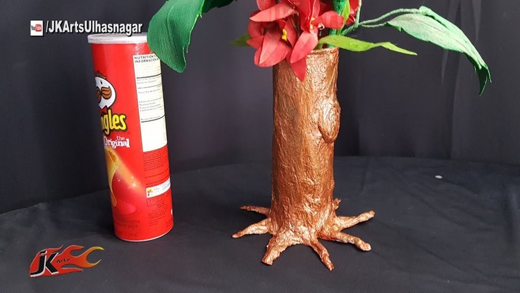 DIY Tree Trunk Flower Vase | Idea with Pringles can | Best  Out Of Waste | JK Arts 1282