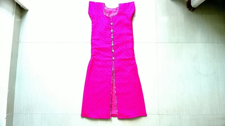 Front slit churidar top cutting and stitching  | Thread piping | Canvas using neck design