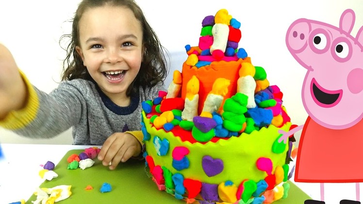 Giant Peppa Pig Play Play Doh Rainbow Cake with toy Balls