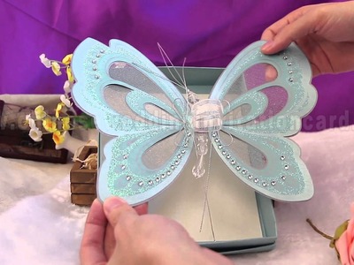 Gift  blue butterfly bring the invitation card to you