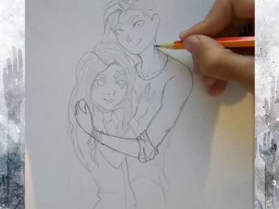 How to Draw Couple Hugging - Time Lapse