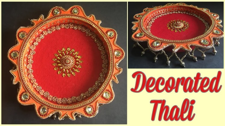 How to make decorated thali || Handmade Thali || How to make pooja thali || DIY