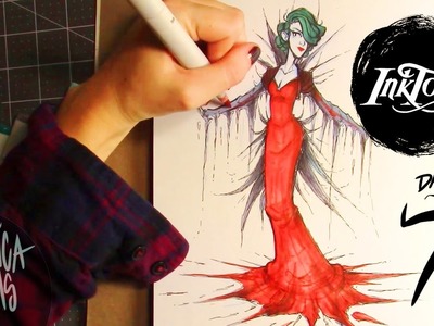 Inktober : Day 7 || Dripping Dress || Micron and Copic Marker Speedpaint