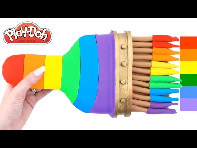 Learn Colors with Giant Play-Doh Rainbow Paintbrush * Surprise Toys RainbowLearning