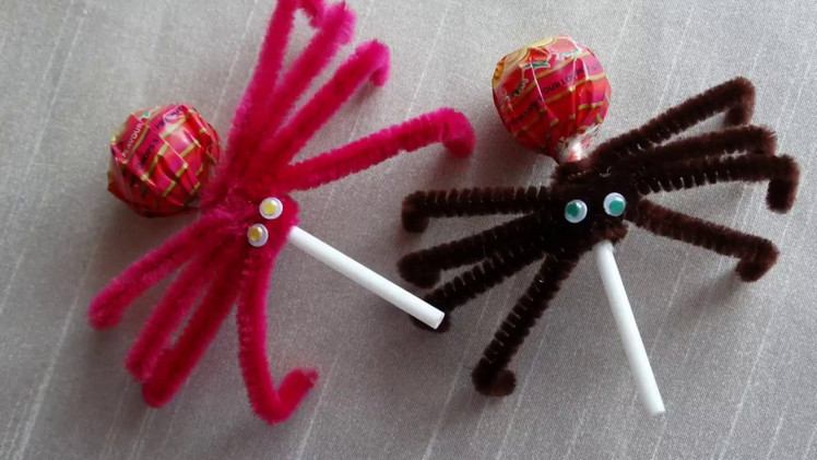 Lollipop spiders-How to make Spider Lollipops Halloween DIY