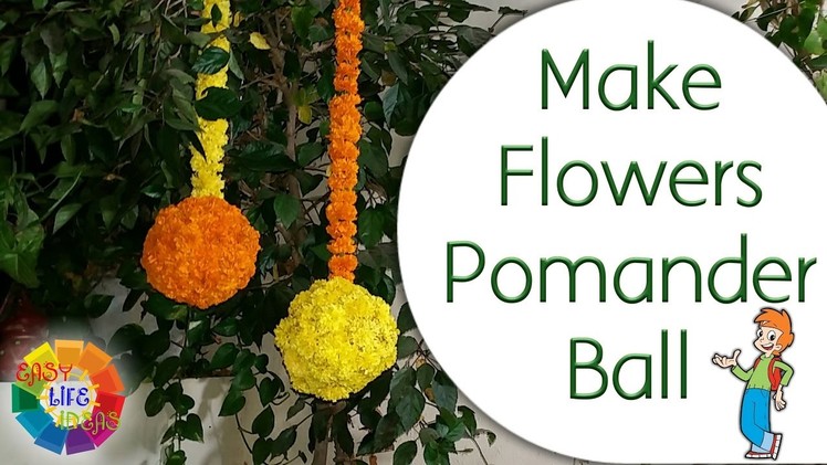 Make Flowers Pomander Ball. Marigold Hanging Ball (From Plastic Ball)
