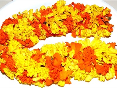 Making Garland with Marigold Flowers || Knot Marigold Flowers