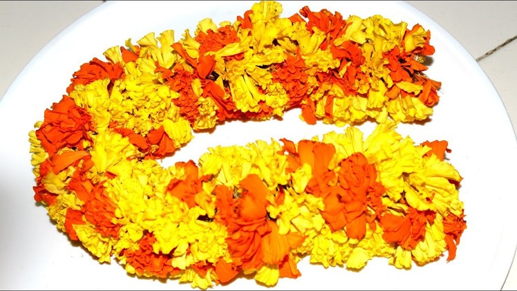 Making Garland with Marigold Flowers || Knot Marigold Flowers