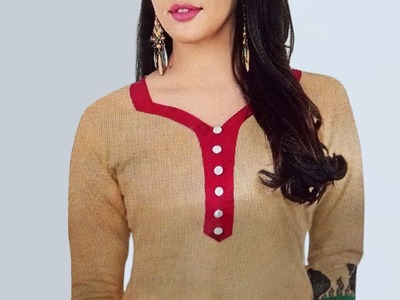 New front neck design cutting and stitching Indian Dresses Simple Method Chudidar Front Neck Mack