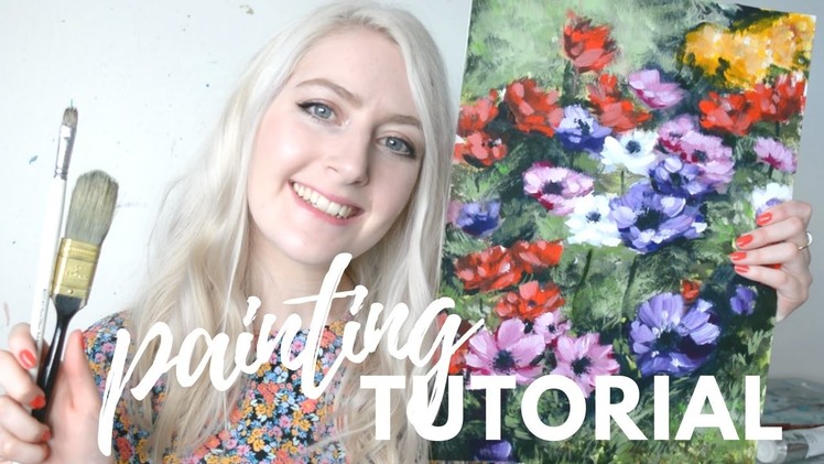 PAINTING TUTORIAL Acrylic Flowers | Katie Jobling Art
