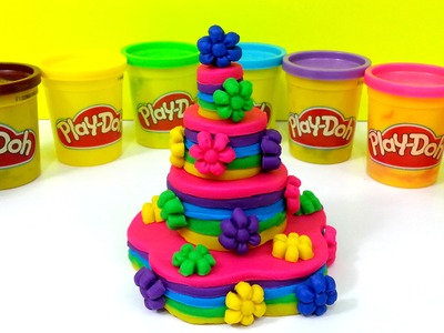 Play Doh Rainbow Happy Birthday Cake Mountain Dough