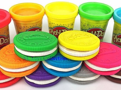 Play Doh Rainbow Oreo Cookies Mickey Mouse Ice Cream Elmo Pororo Learn Colors Surprise Toys for Kids