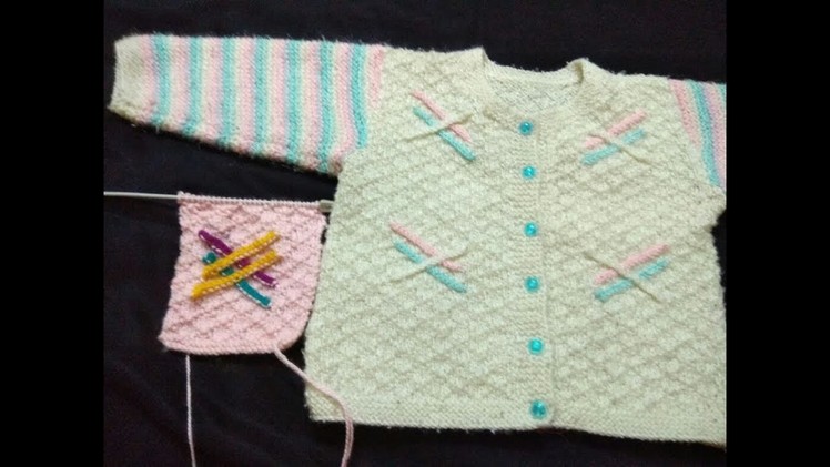 Readymade look baby sweater in hindi with written pattern