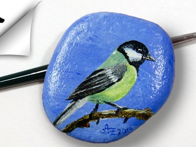 Speed Painting Rockpainting of a tit