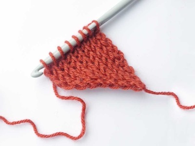 Tunisian knit stitch. Left side increase.