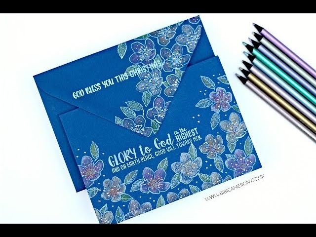 White ink stamping + Metallic Pencils and Honey Bee Stamps