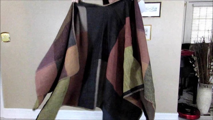Womens Blanket Winter Tartan Knitted Cardigans Scarf Shawl Poncho Cape