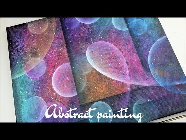 Acrylic abstract art tutorial-Universe painting. How to blend acrylics,abstract painting techniques.