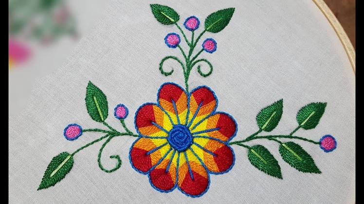 Beautiful flower stitch hand embroidery.hand embridery design for cushion cover