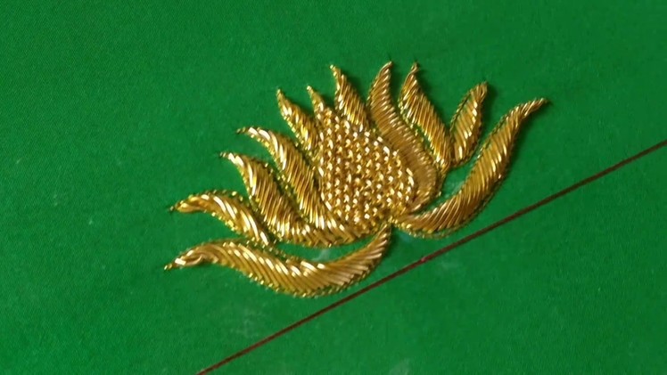 Beautiful lotus flower created using Zardosi embroidery
