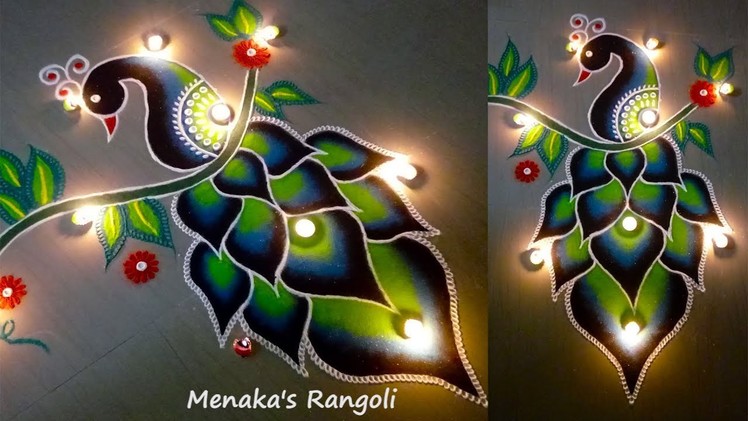 Beautiful Peacock Rangoli Design