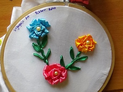 Beautiful Rose Ribbon Flower Embroidery Designs