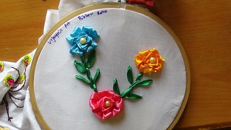 Beautiful Rose Ribbon Flower Embroidery Designs