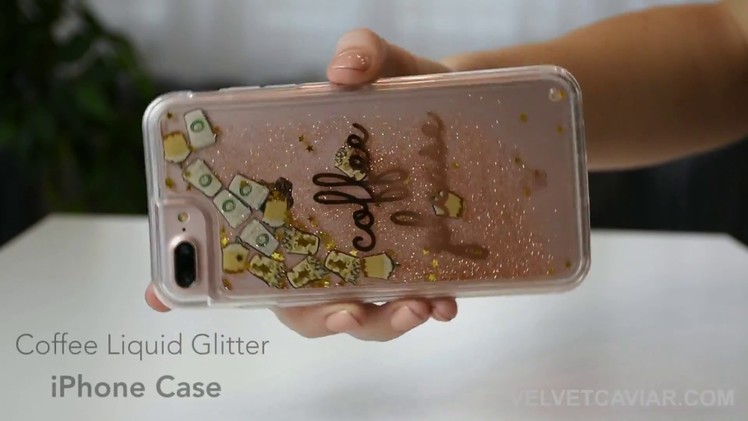 Coffee Please Liquid Glitter iPhone Case by Velvet Caviar
