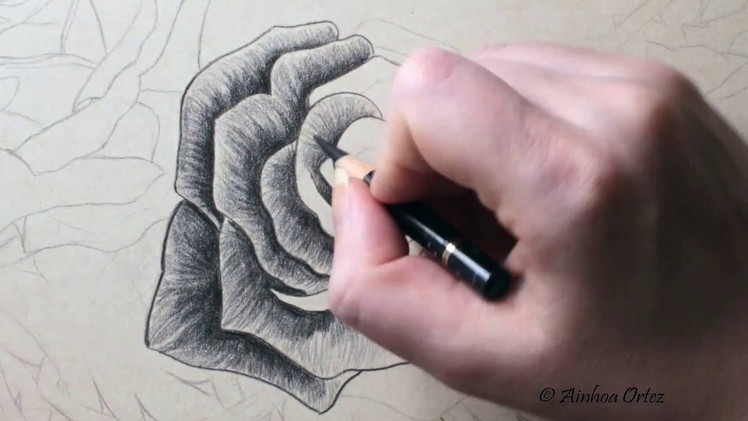 Cómo dibujar una rosa negra con lápices de colores Polychromos