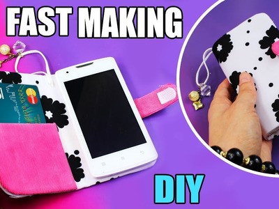 DIY FLIP PHONE CASE NO SEW & FAST WAY TO MAKE WITH CREDIT CARD HOLDER