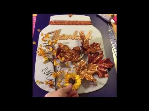 Dollar Tree Autumn Mason Jar DIY - using Hobby Lobby floral Target wood stickers