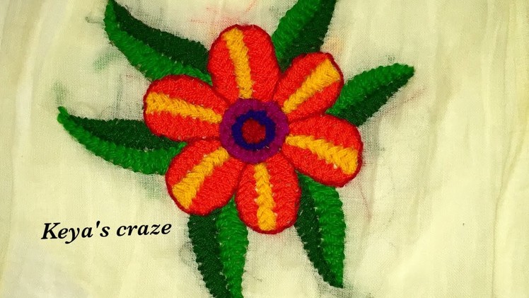 Easy Cross stitch flower and leaf(z herringbone stitch) | Keya's craze | hand embroidery-68