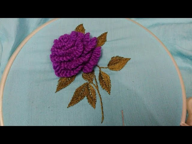 Hand embroidery 3D rose flower with easy basic stitch