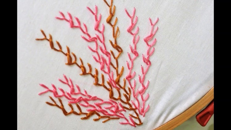 Hand Embroidery: Feather and Chain Stitch Stems