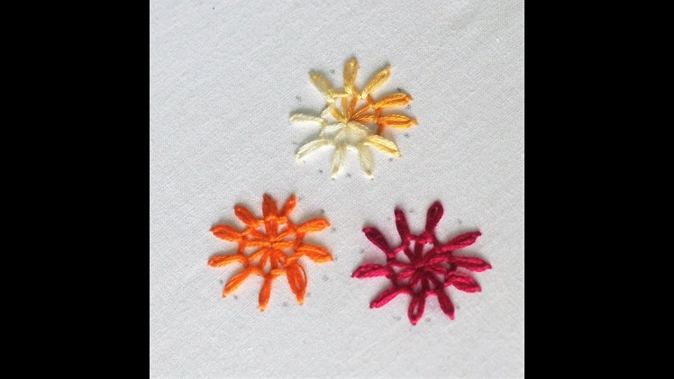 Hand Embroidery: Flower with Button Hole and Lazy Daisy Stitch