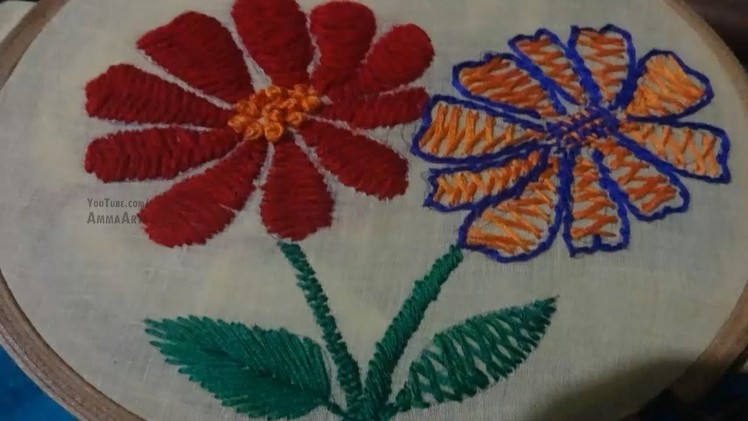 Hand Embroidery Herring Bone Stitch by Amma Arts
