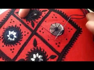 Hand Embroidery :Phool Sheesha.flower mirror stitch