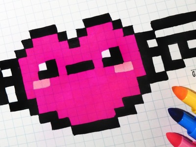 Handmade Pixel Art - How To Draw Kawaii Heart with Wings #pixelart #kawaii