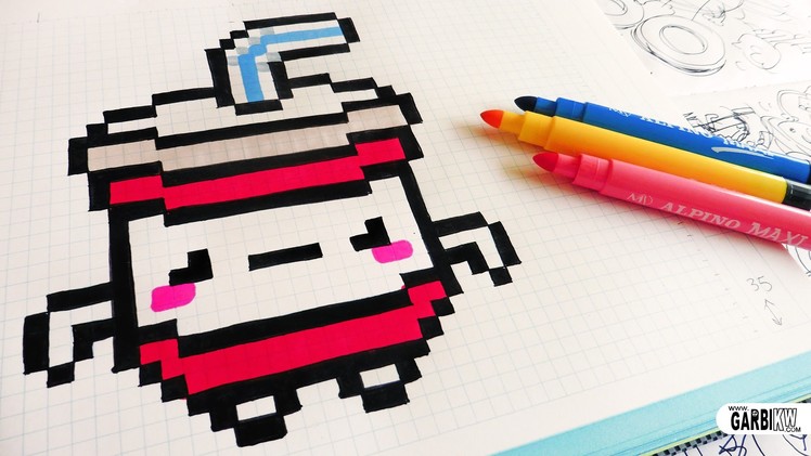 Handmade Pixel Art - How To Draw Kawaii Soda #pixelart