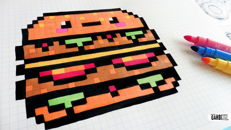 Handmade Pixel Art - How To Draw Kawaii Big Mac #pixelart