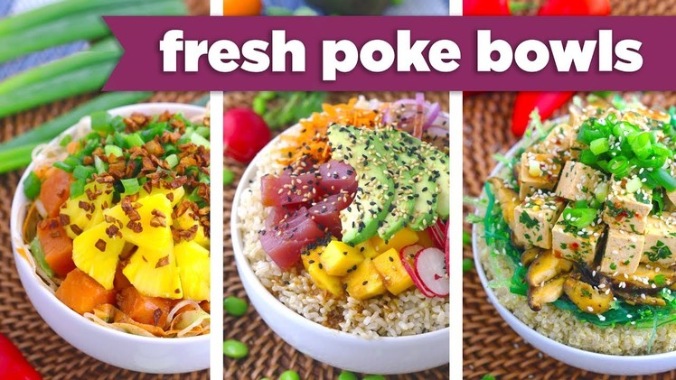 Healthy Poke Bowl Recipes! Tuna, Salmon & Tofu! - Mind Over Munch