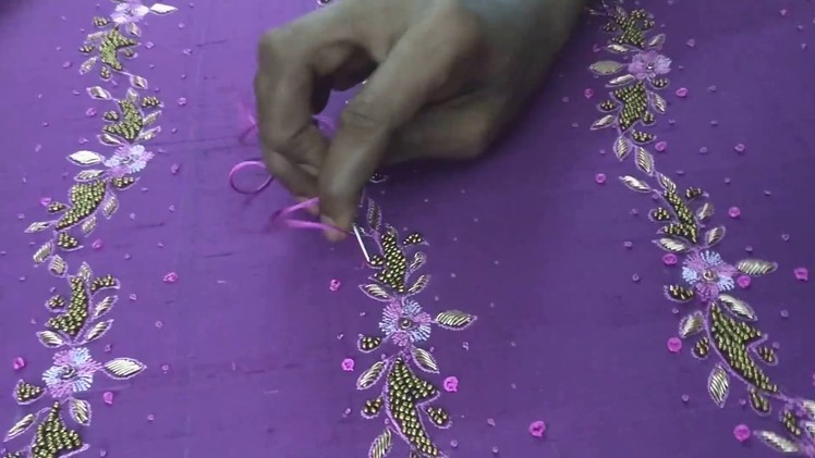 How to create a small flower using bullion knot Embroidery