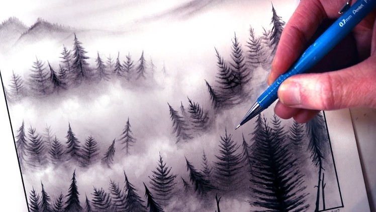 How to Draw a Misty Forest Landscape