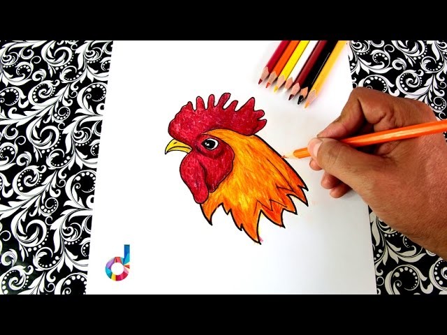 How to draw a Rooster Beak, Crest, Crow's head | Learning to draw for Kids