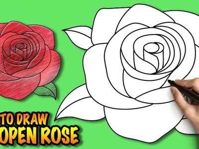 How to draw an Open Rose - Easy step-by-step drawing tuturial